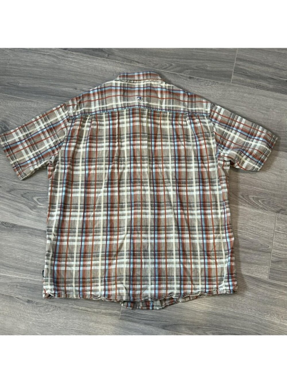 Kuhl Shirt Mens XL Brown Plaid Linen Short Sleeve Button Up Outdoor Hiking - Picture 3 of 13